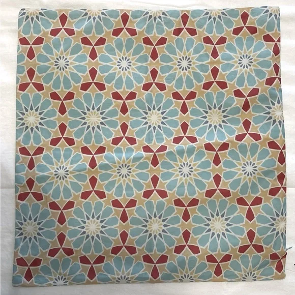 Surya tile block print teal accent pillow cover. - Picture 2 of 4